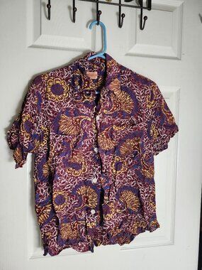 RARE 1950s Penney's Topflight Vintage Rayon Hawaiian Aloha Shirt M 15-15½